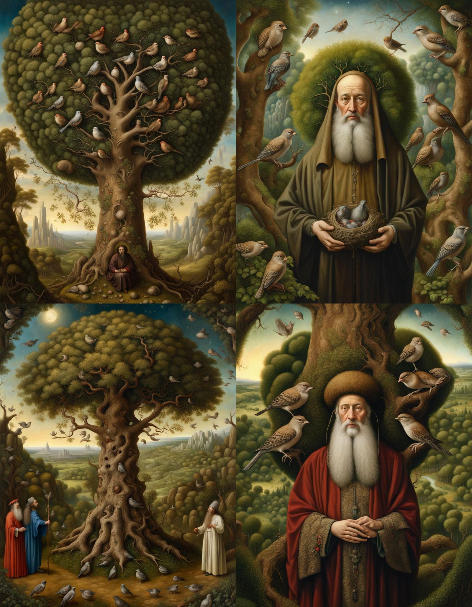 Jewish mysticism painting in the style of Jan Van Eyck and Hieronymus ...