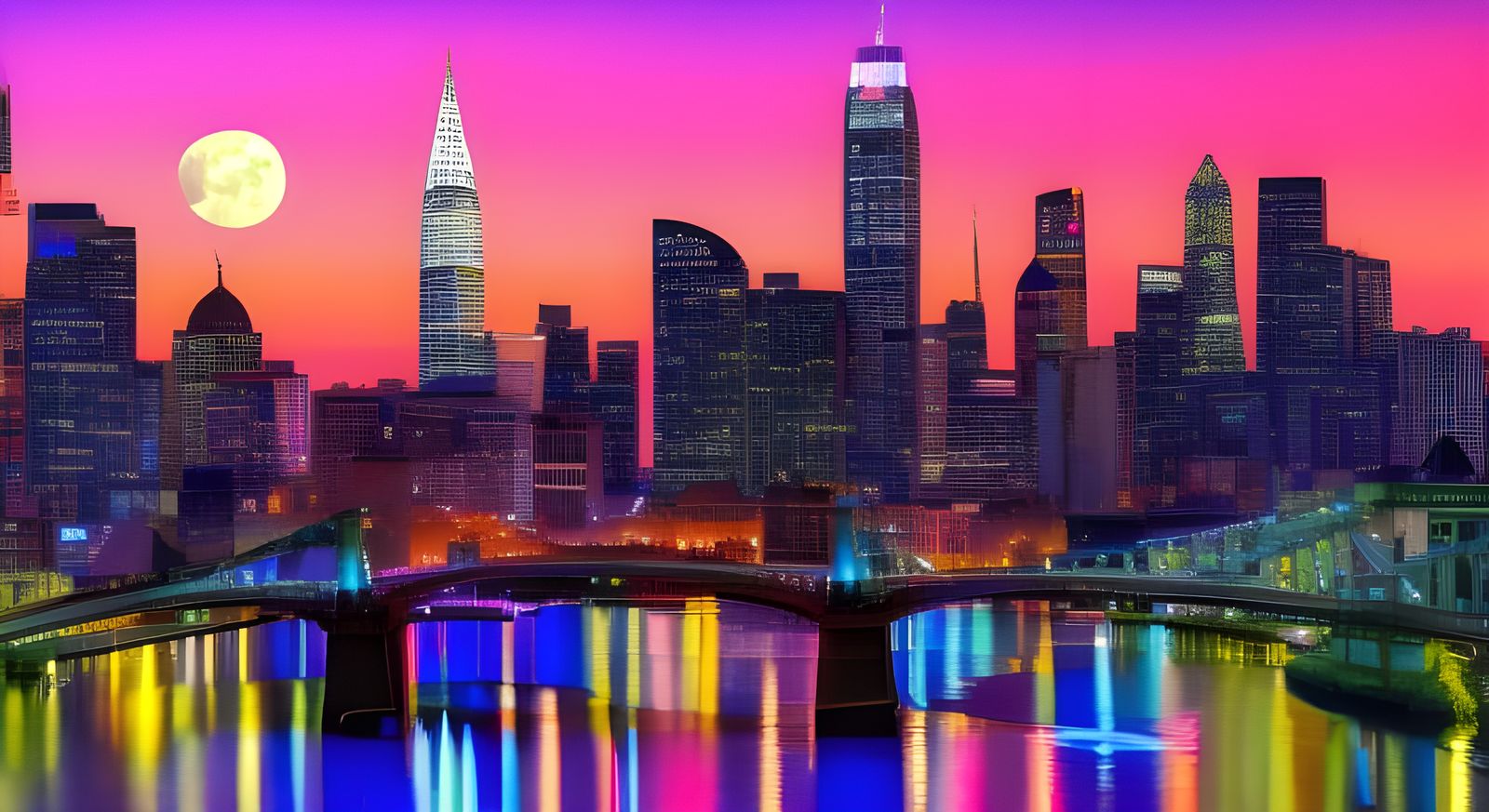 Night Time Skyline #15 - AI Generated Artwork - NightCafe Creator