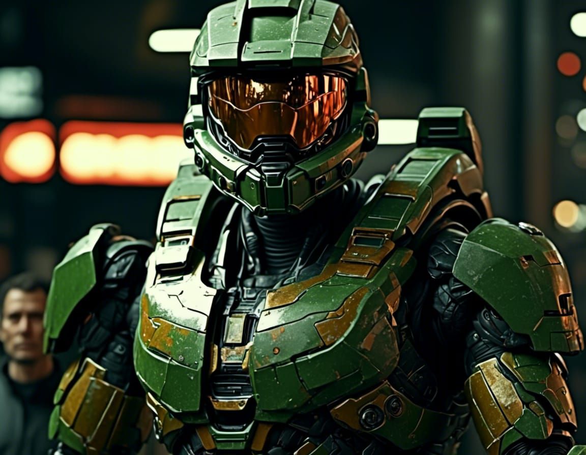 <lora:Comic GS Photos:1.0> <lora:GrungeComics:1.0> Highly detailed, ultra-realistic character customization screen for [Master Chief], rende...