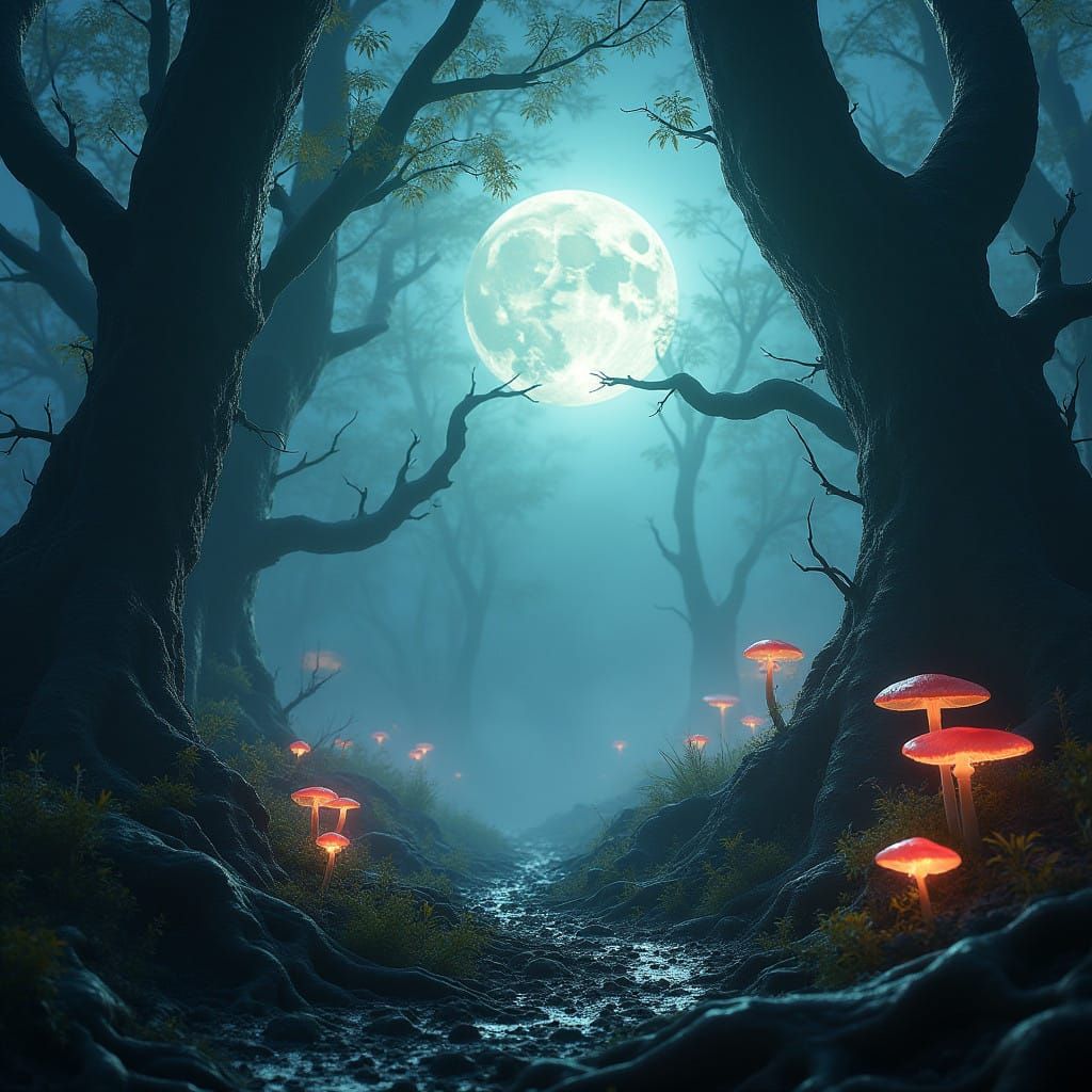 Mystical Forest Ethereal Glow Matte Painting