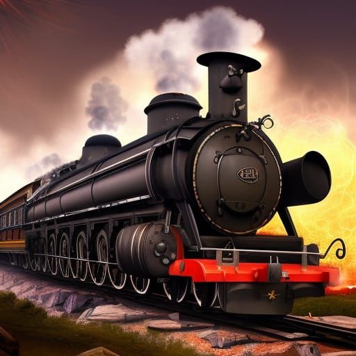 Demonic steam locomotive. It has a face. - AI Generated Artwork ...