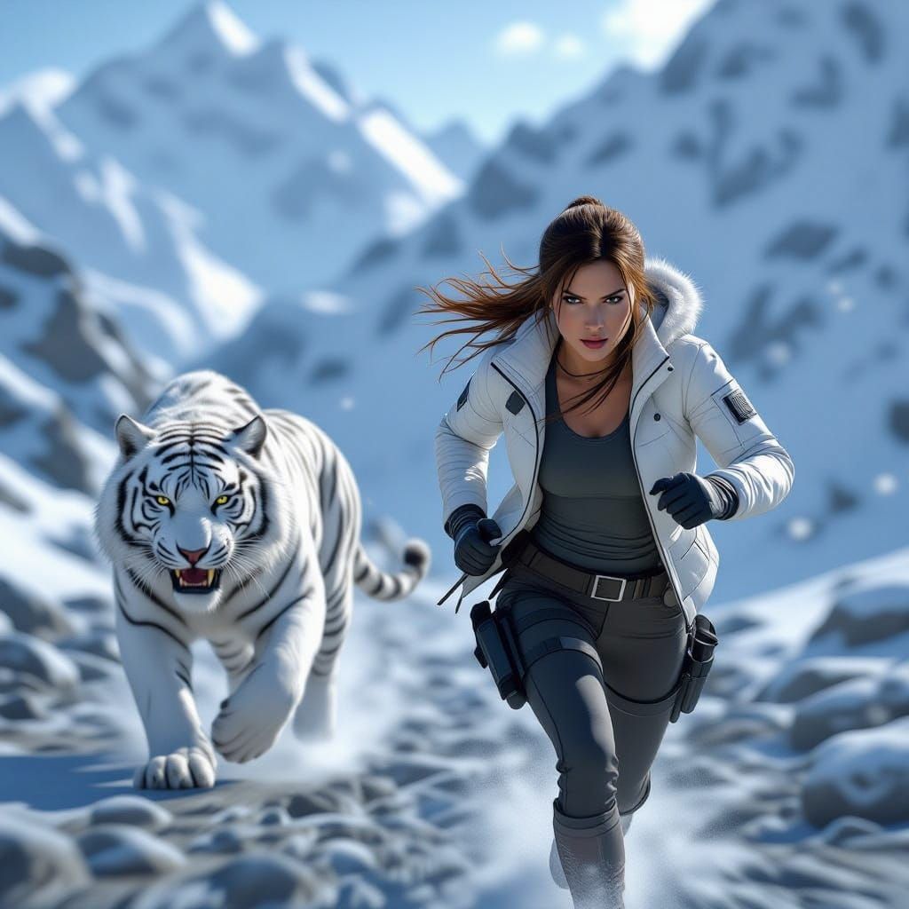 Lara Croft and White Tiger  by @K_J