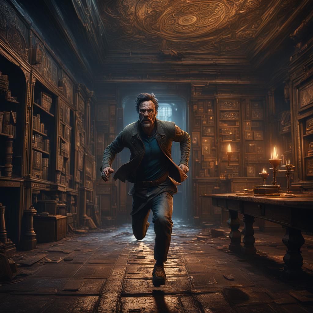 A man running from an entity in the Backrooms.