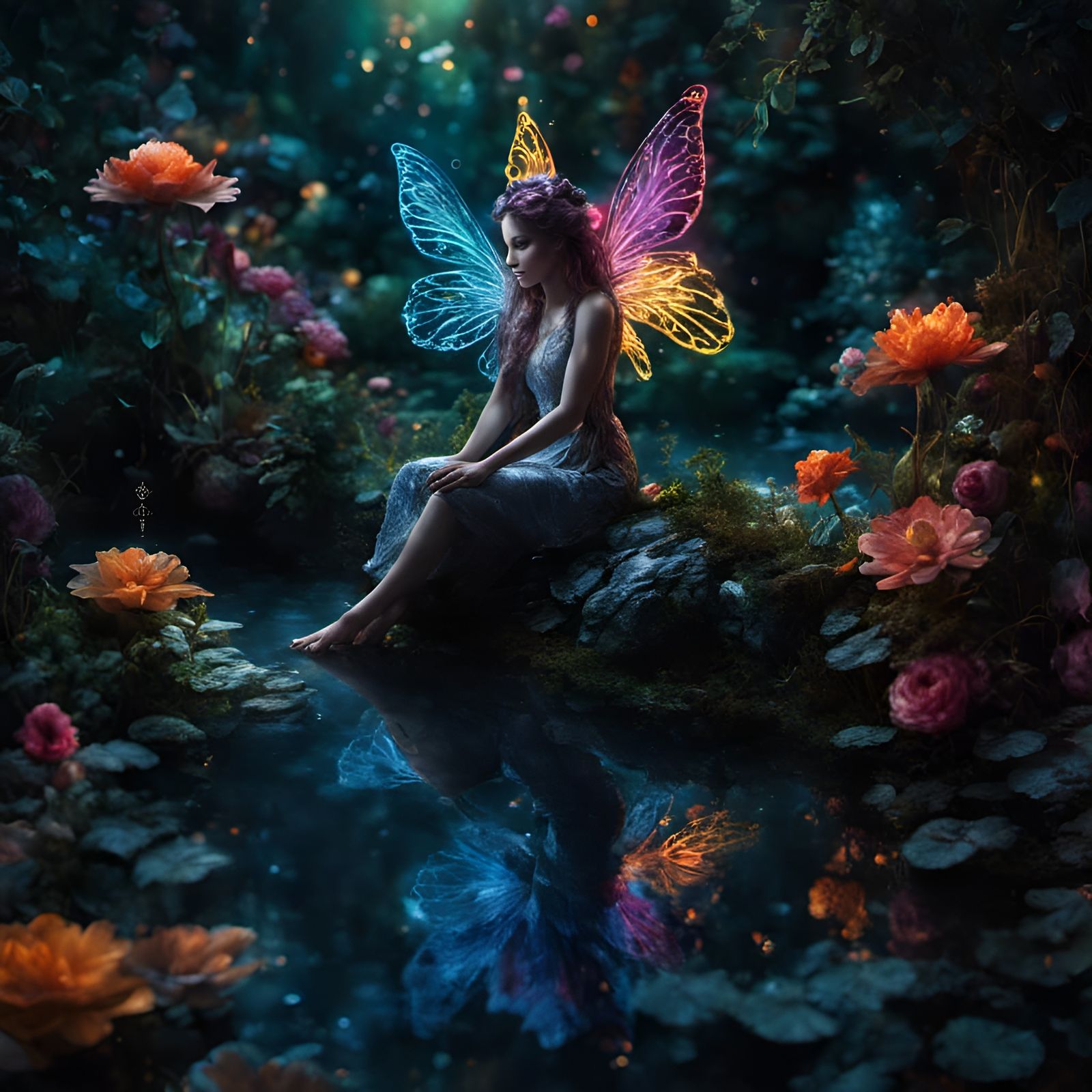 Dark Faerie in a Dark Faerie Garden