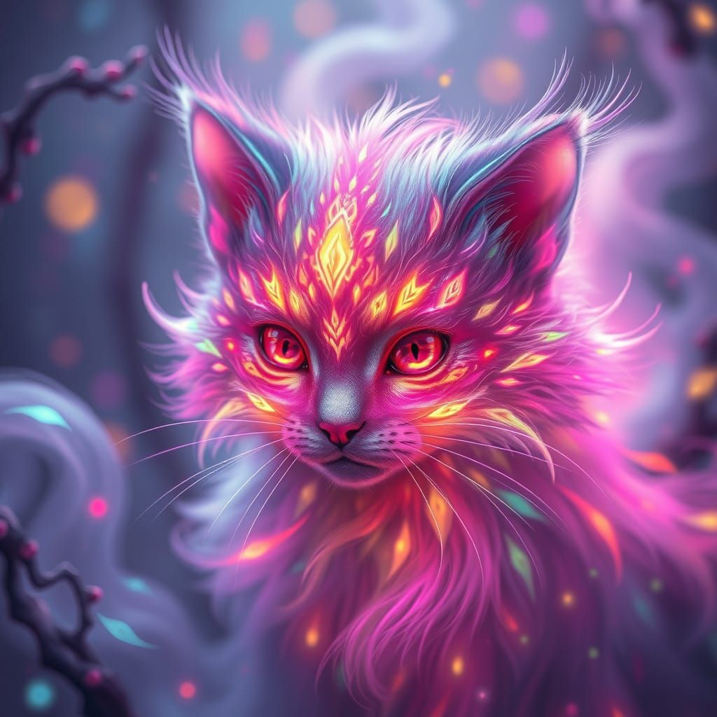 Ethereal Feline Spirit in a Dreamlike Realm