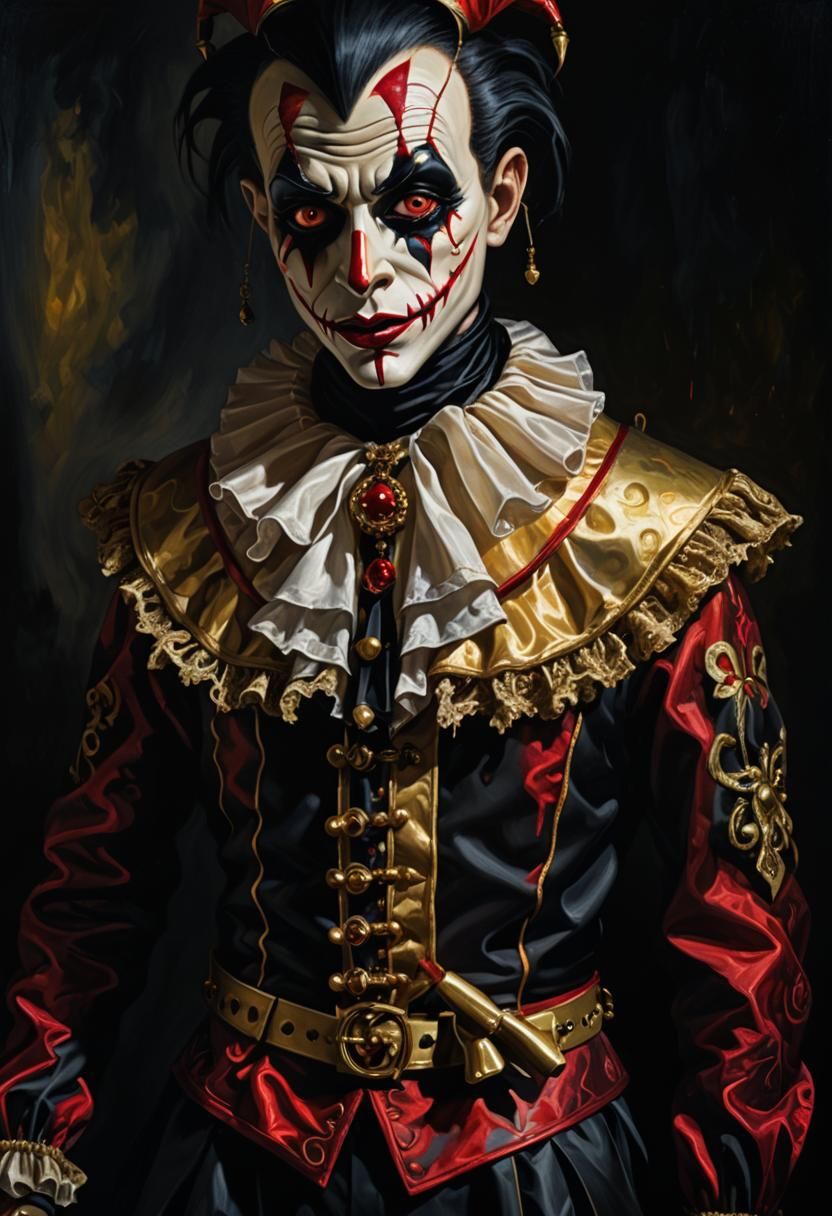 evil possessed male marionette jester doll with a beautiful ...