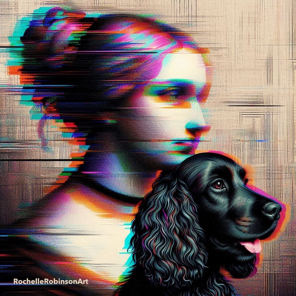 Lady with a Black Cocker Spaniel Dog
