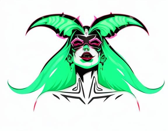 Scenecore, demon anime, pretty lips, mouth open tongue out, ...
