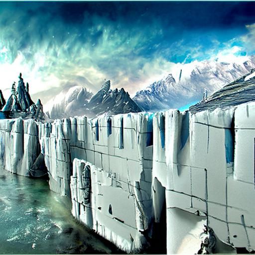 Beyond the ice wall detailed matte painting complex - AI Generated 