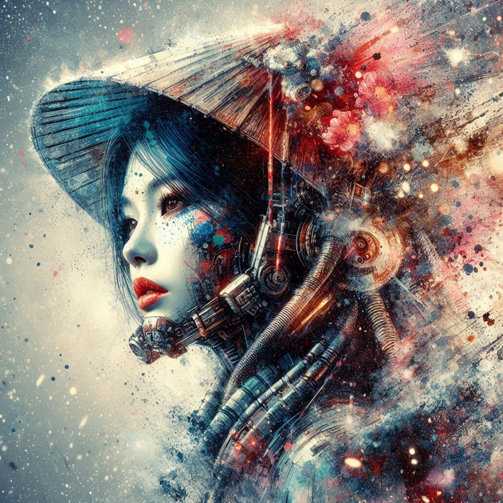 double exposure beautiful fantasy DALL-E 3 portrait landscap...