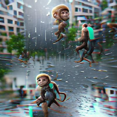 monkey human rain 8K 3D