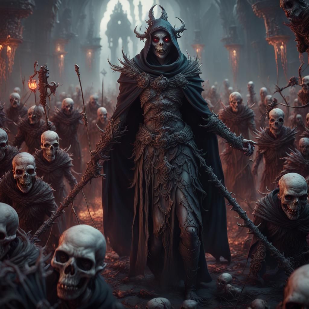 Necromancer leading an army of undead