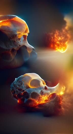 a skull engulfed in flames