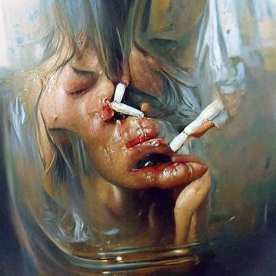 I kiss goodbye to every little ounce of pain
Light a cigaret...