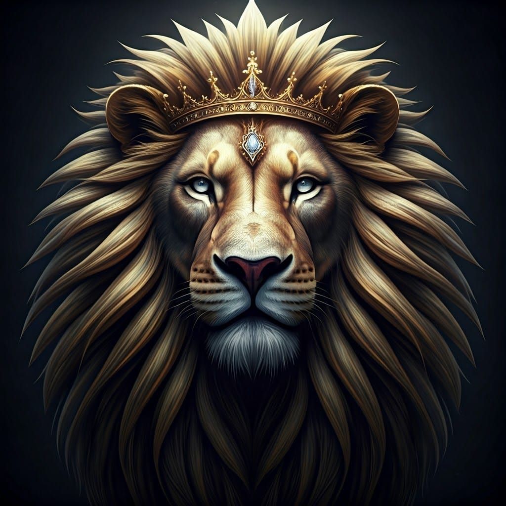 Majestic Lion in Ornate Crowns Style