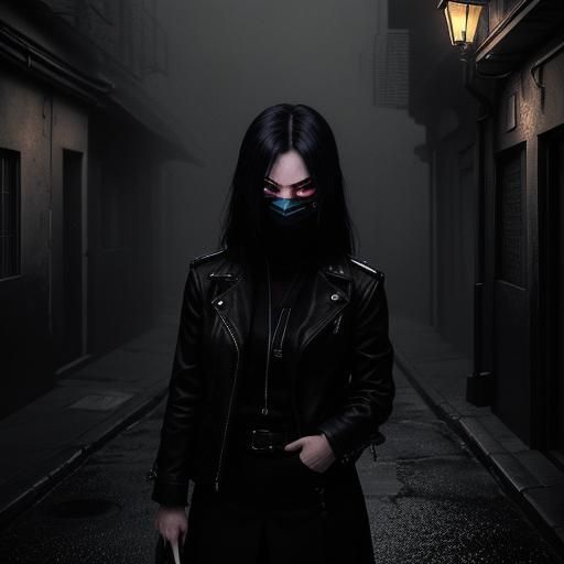 Neo-Noir Woman in Alleyway with Notebook