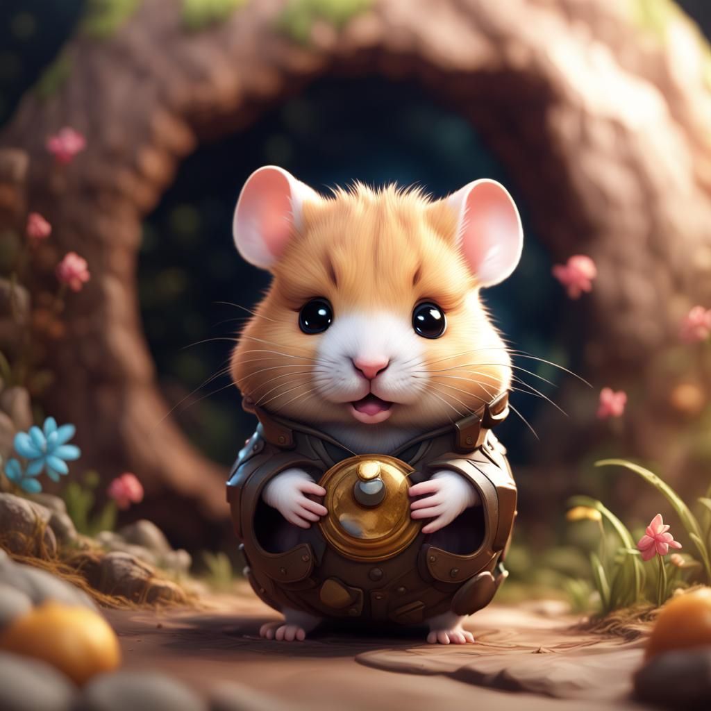 A chibi small cute hamster cub