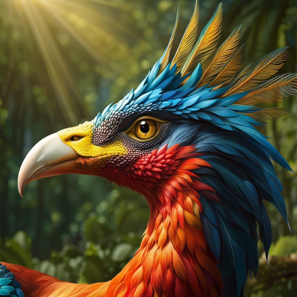 A Gold Crowned Blue Pheasant  by @Tiny Pearl Cat