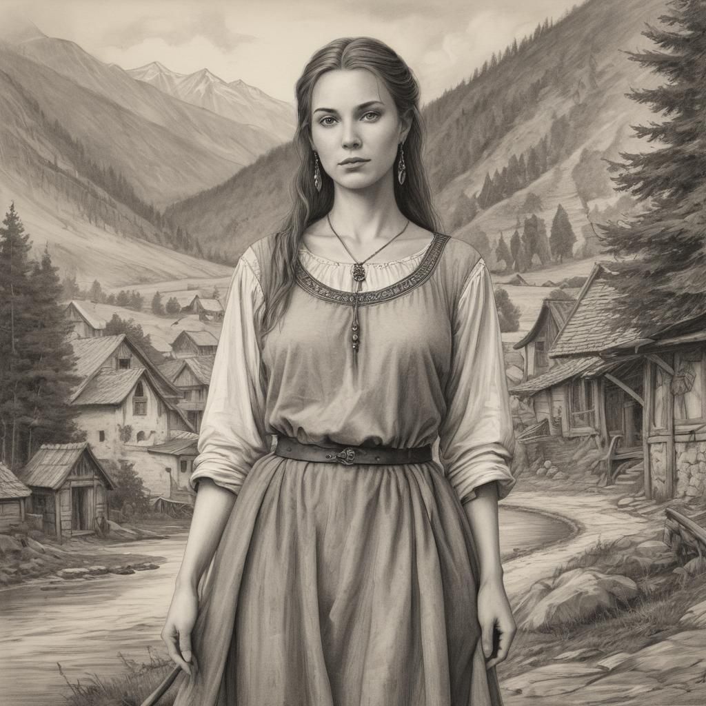 Woman in a mountain village