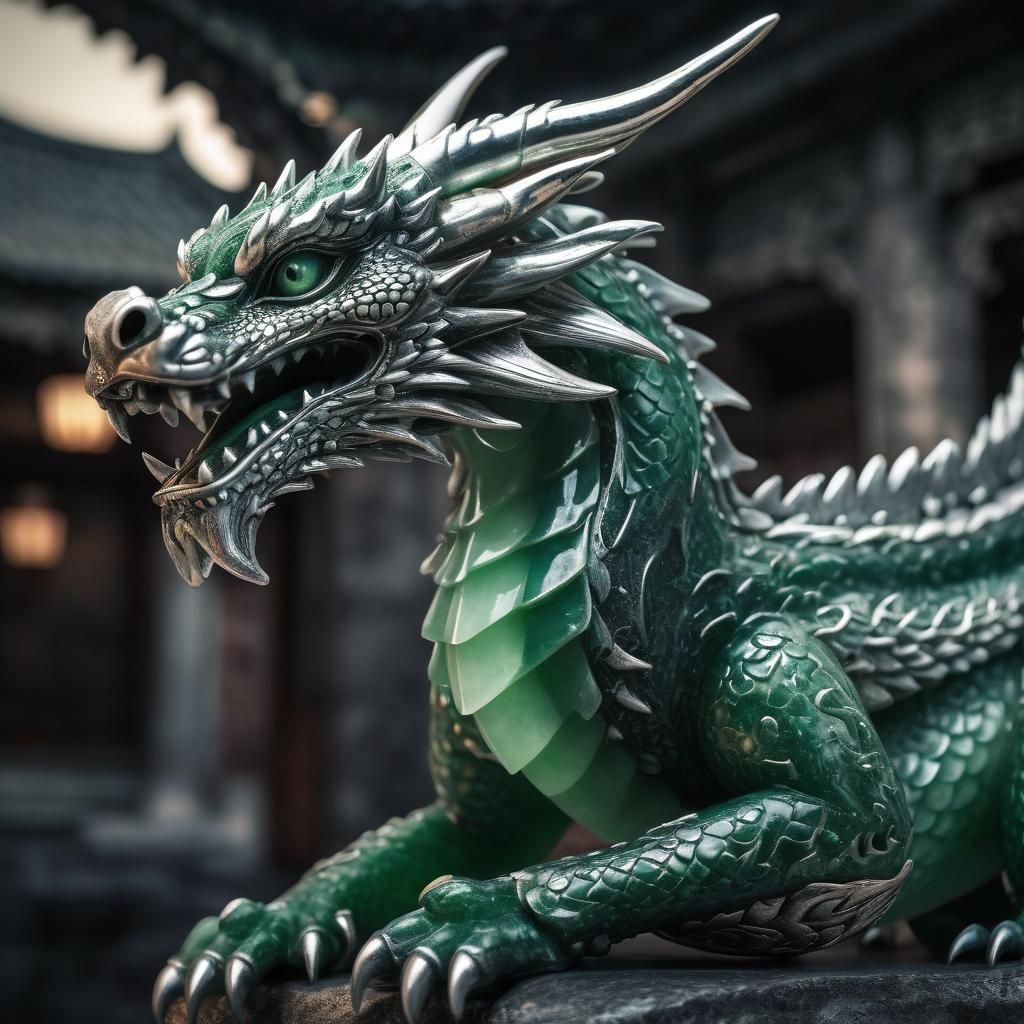 A beautiful jade and silver dragon  by @Wrae1981