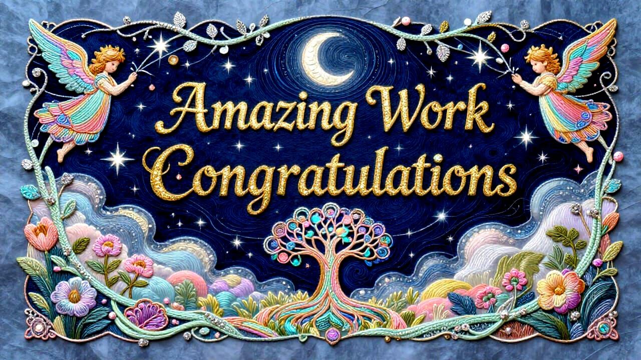 Calligraphy Congratulations with Angelic Borders and Pastel ...