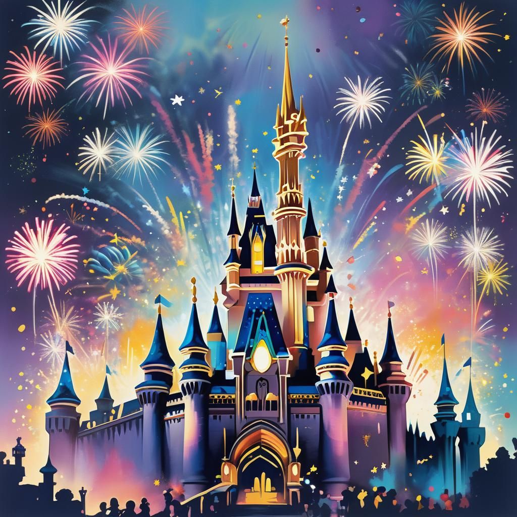 vividly detailed airbrush art A silhouette of Mickey Mouse e...