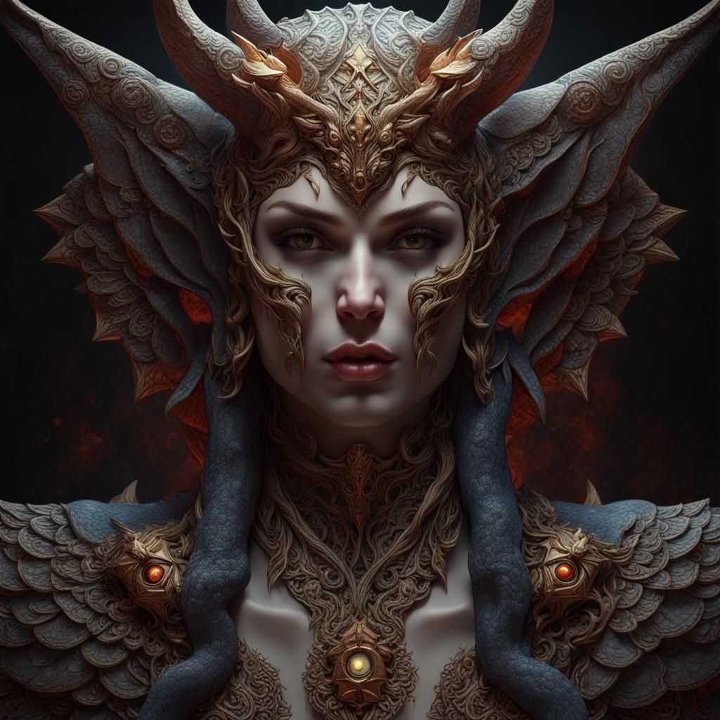 Portrait devil-angel - AI Generated Artwork - NightCafe Creator