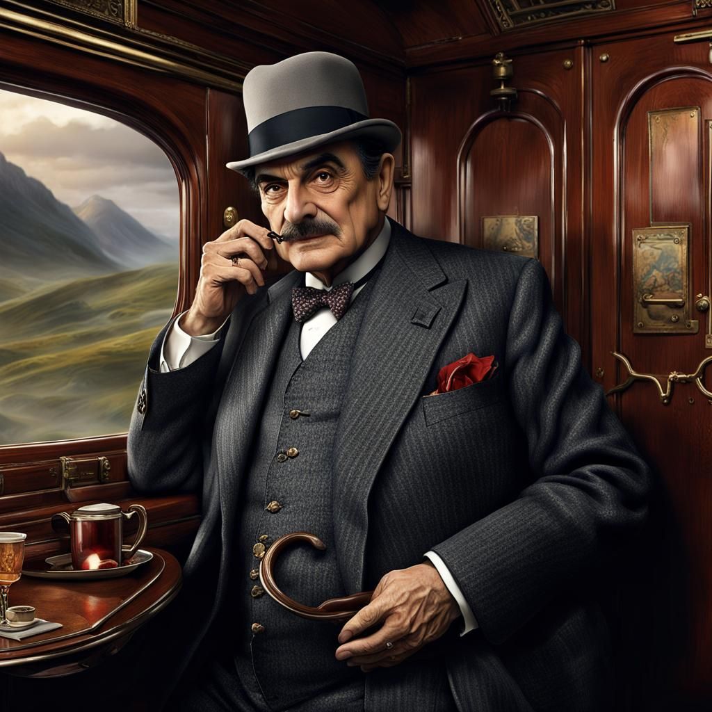 David Suchet as Hercule Poirot, on board the Orient Express.  by @Simon C