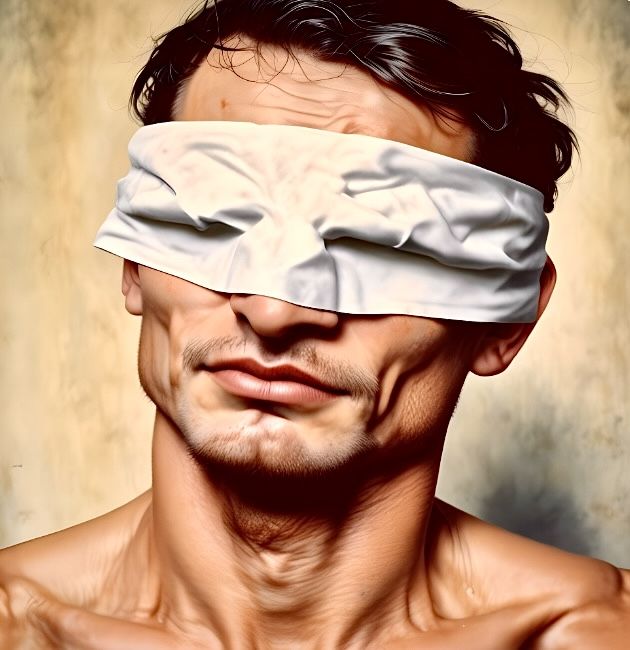 Blindfolded man