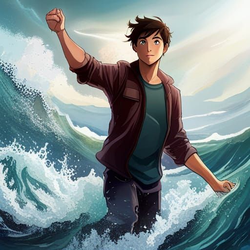 Percy jackson summoning a wave at sea - AI Generated Artwork ...