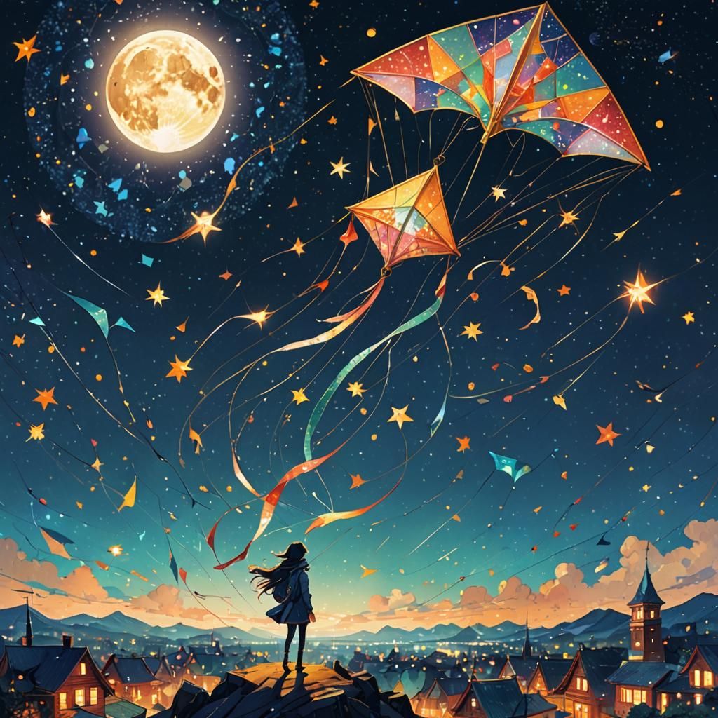 Where dreams take flight, amidst the night sky  by @Artificial Artistry