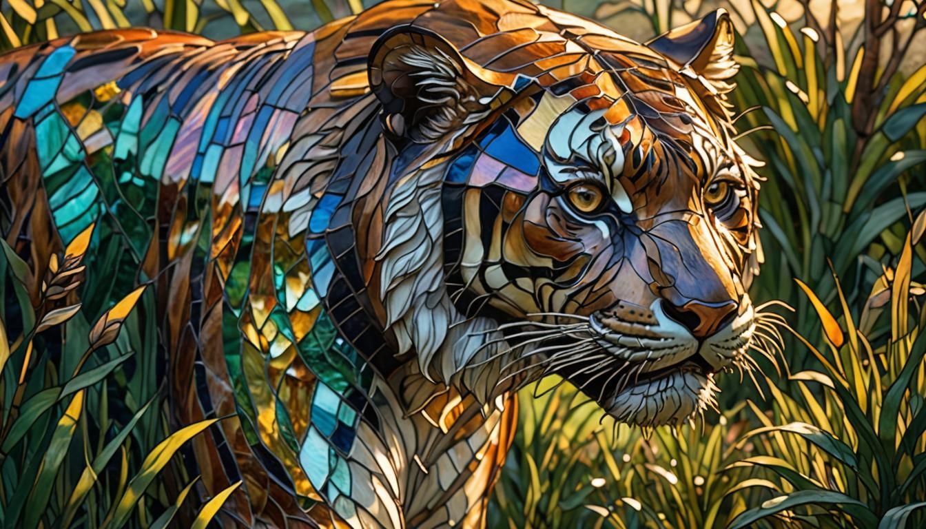 Enameled Glass tiger, grass tiger  by @Shawn