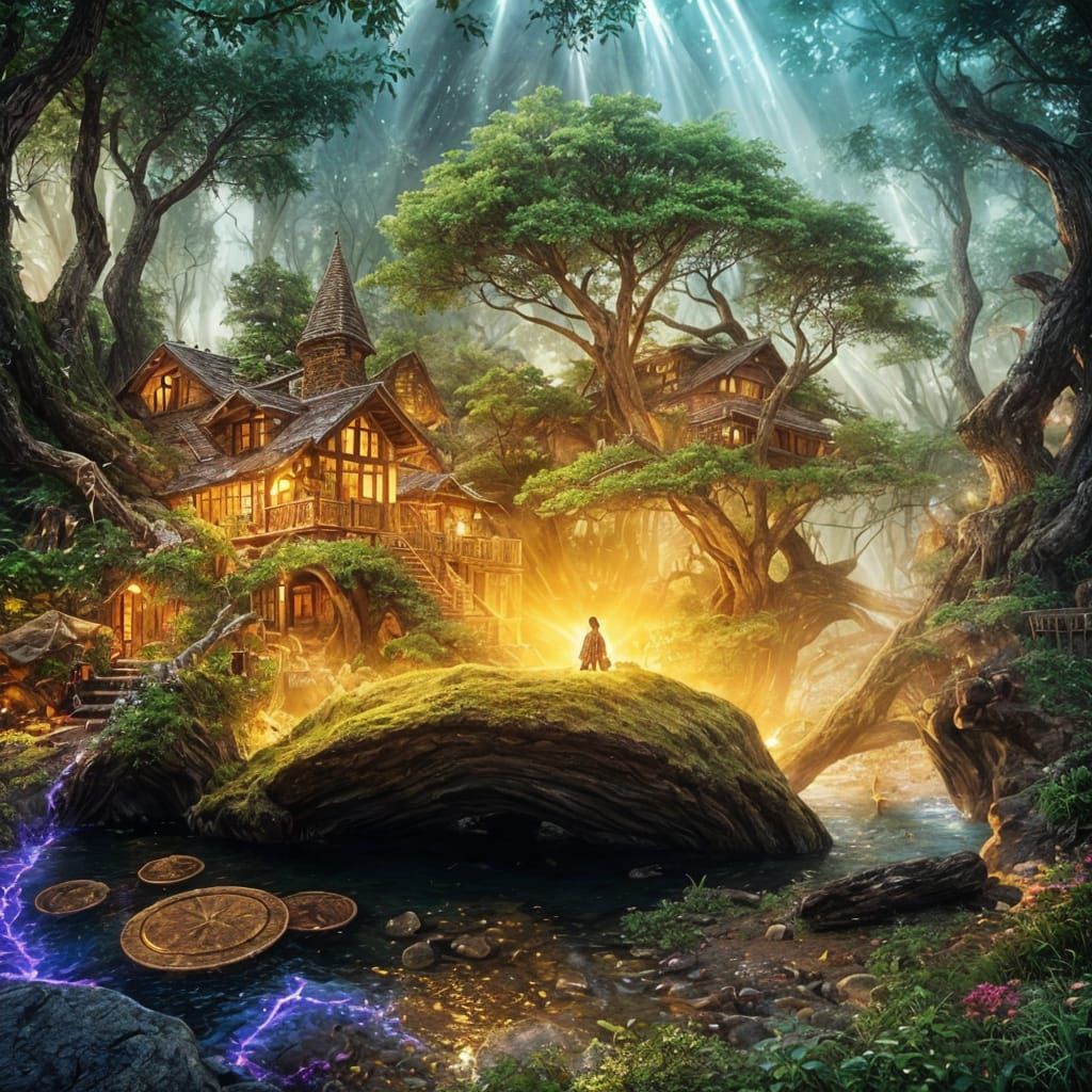 Cozy Treehouse Reading Nook with Bookshelves