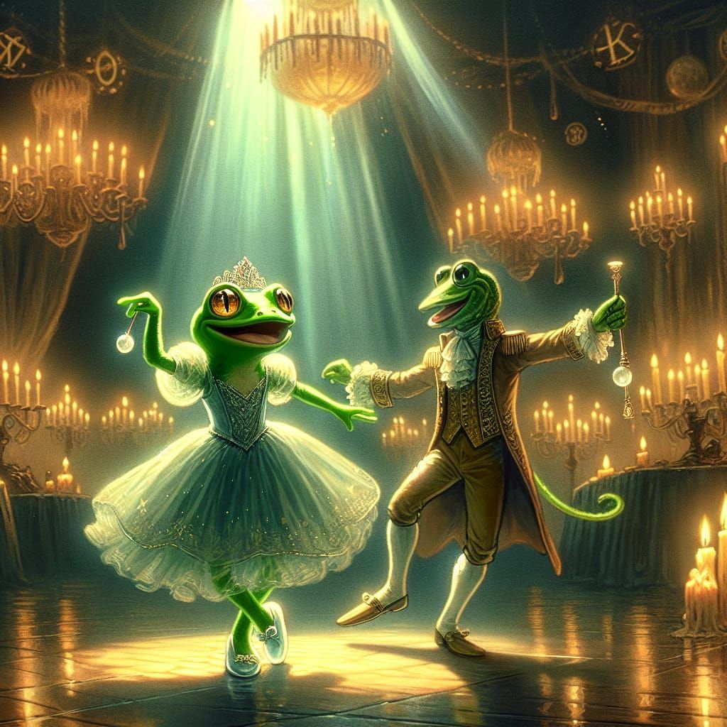 The painting depicts a Kermit as Cinderella: Imagine Kermit in ...