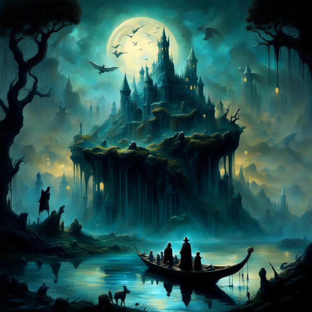 Surreal Dreamscape with Floating Islands and Creatures