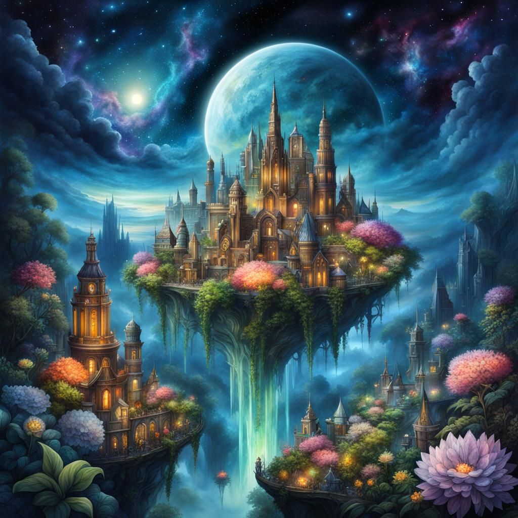 Utopian flying world   by @crea_Tina