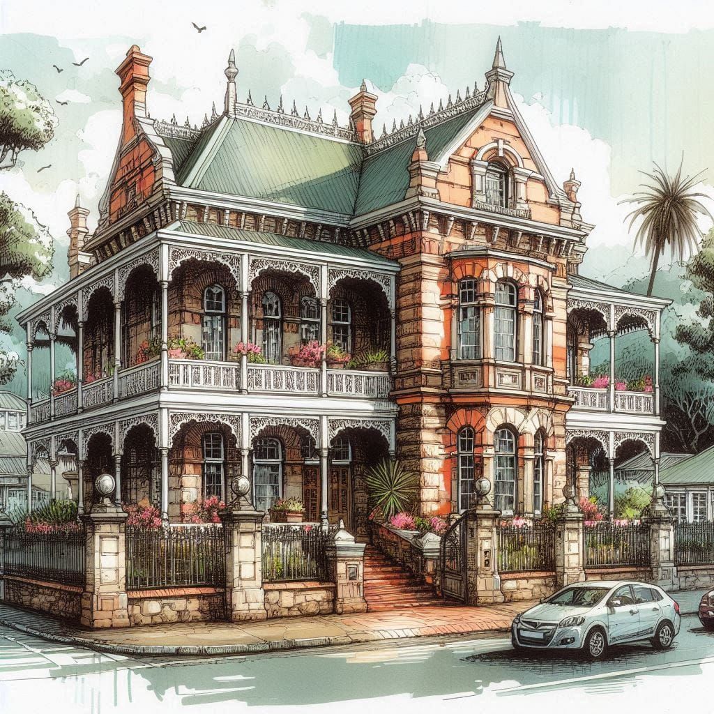 South African dwellings in pen & watercolour 10