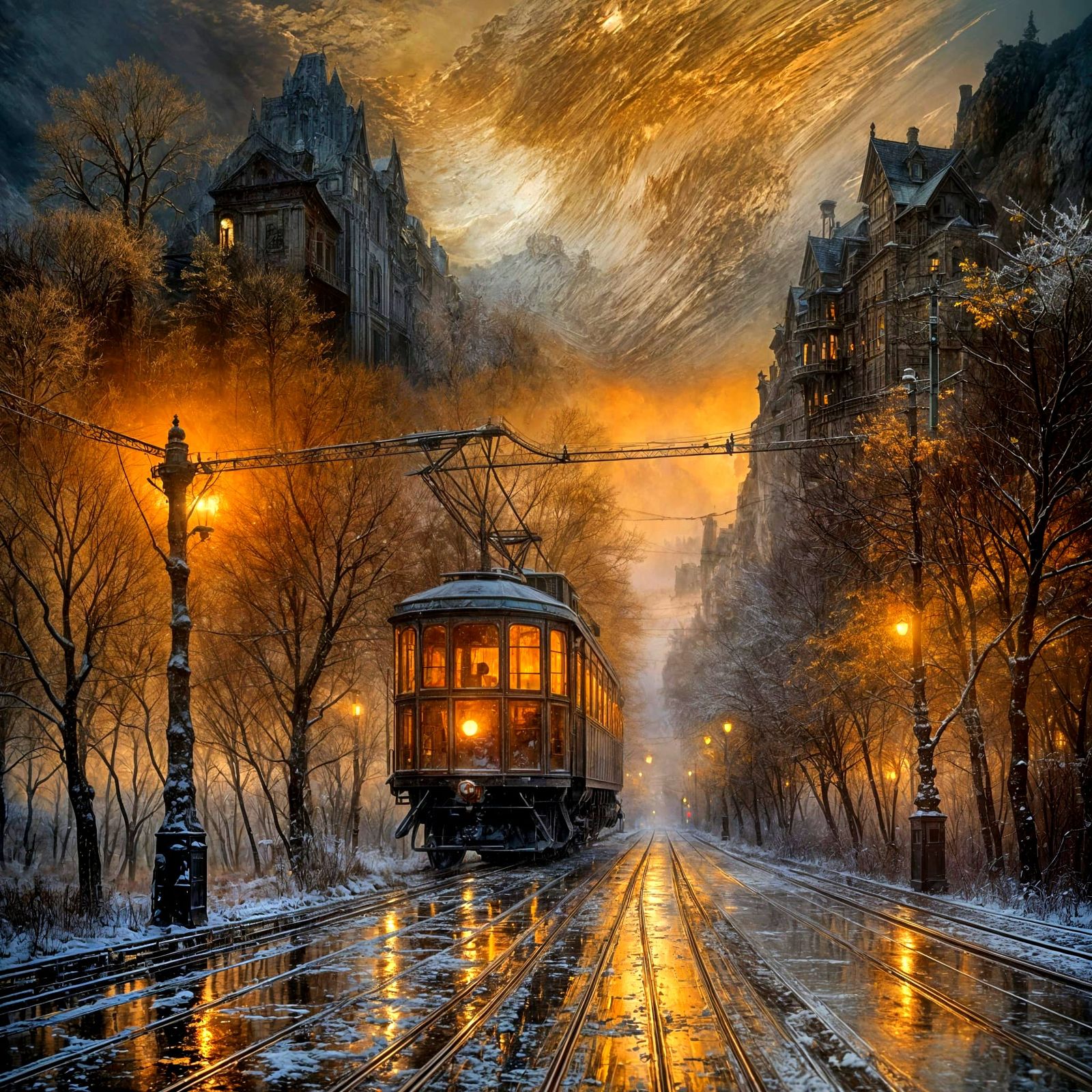 Tram in cold evening  by @MSz