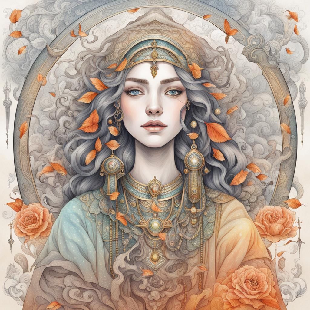 beautiful medium woman who draws oracles