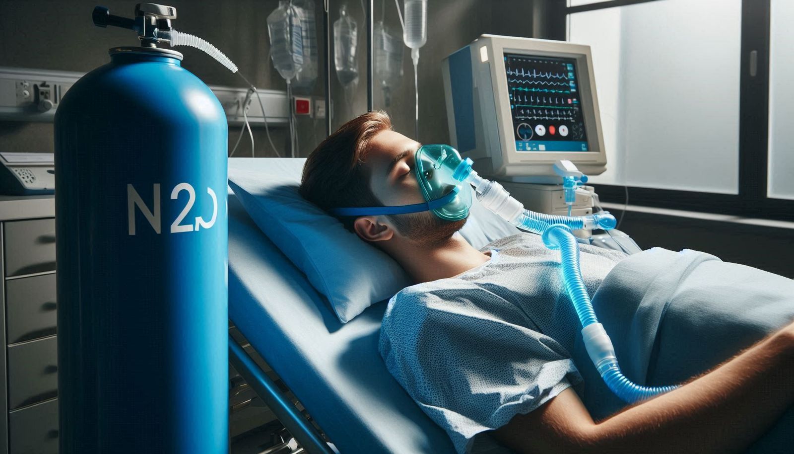 Patient under anesthesia with N2O