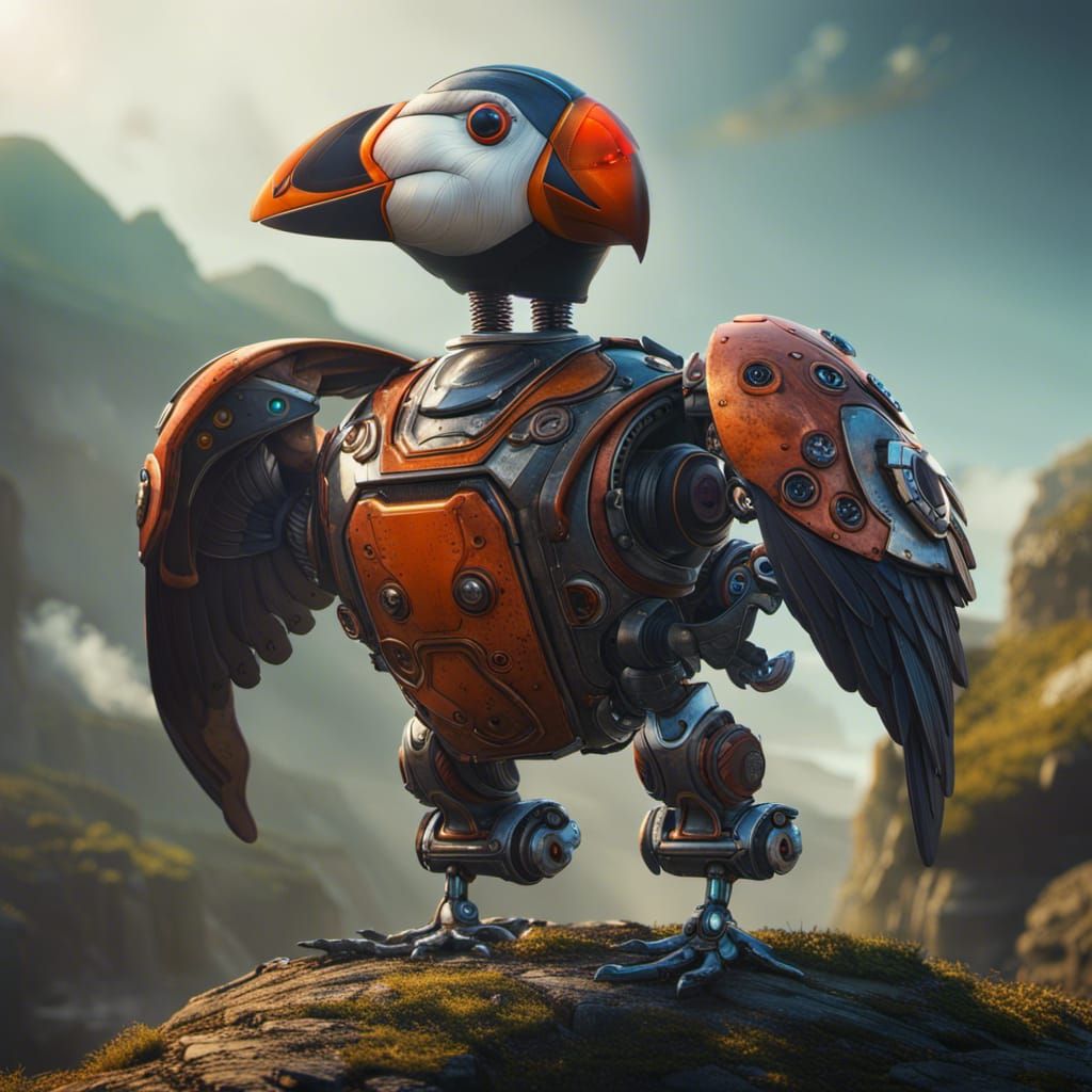 Robot puffin - AI Generated Artwork - NightCafe Creator