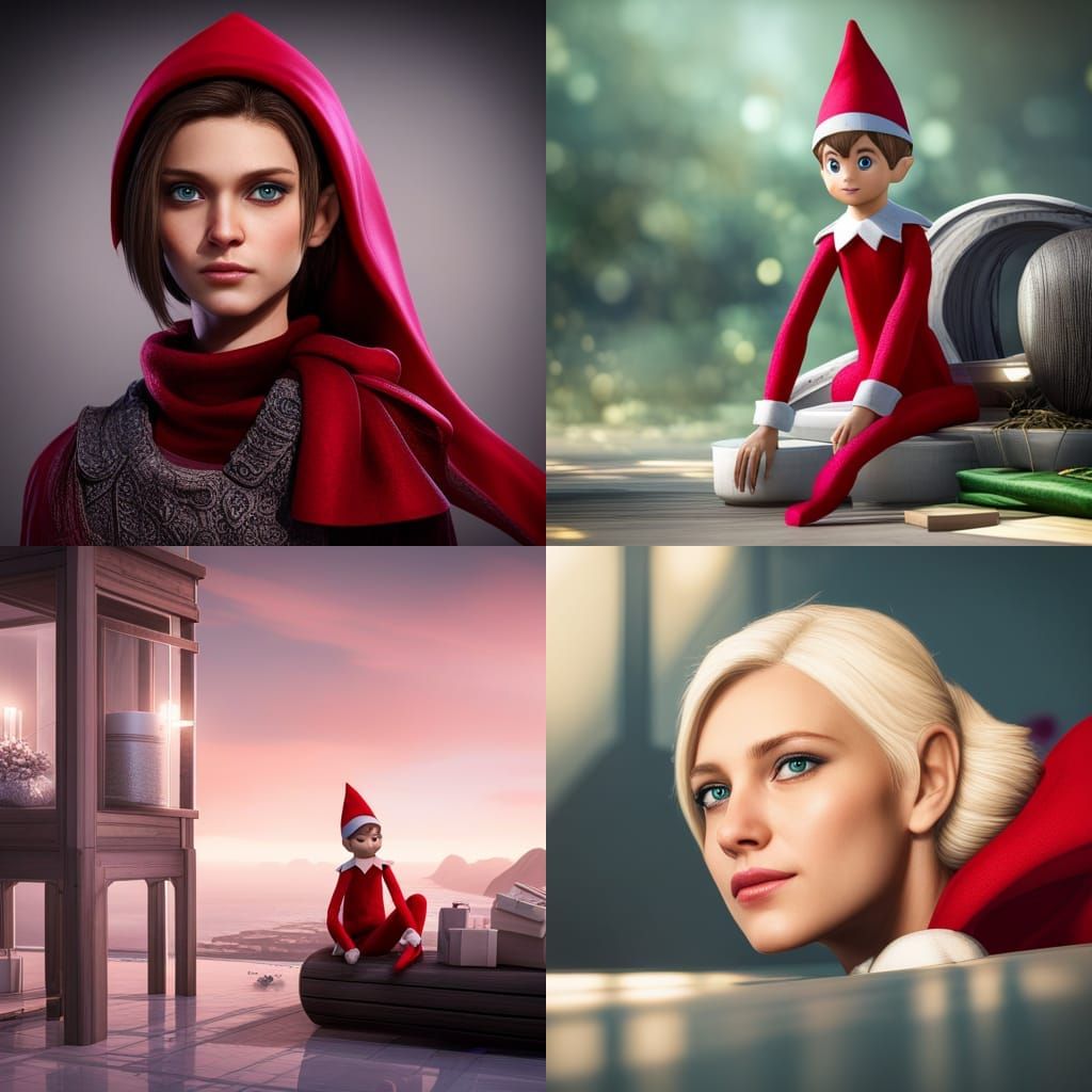elf on a shelf  with ruby eye,emerald eye, magenta, uhd,perf...