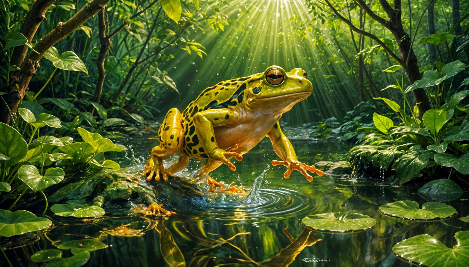 Golden Frog Leaping  by @The Leycer