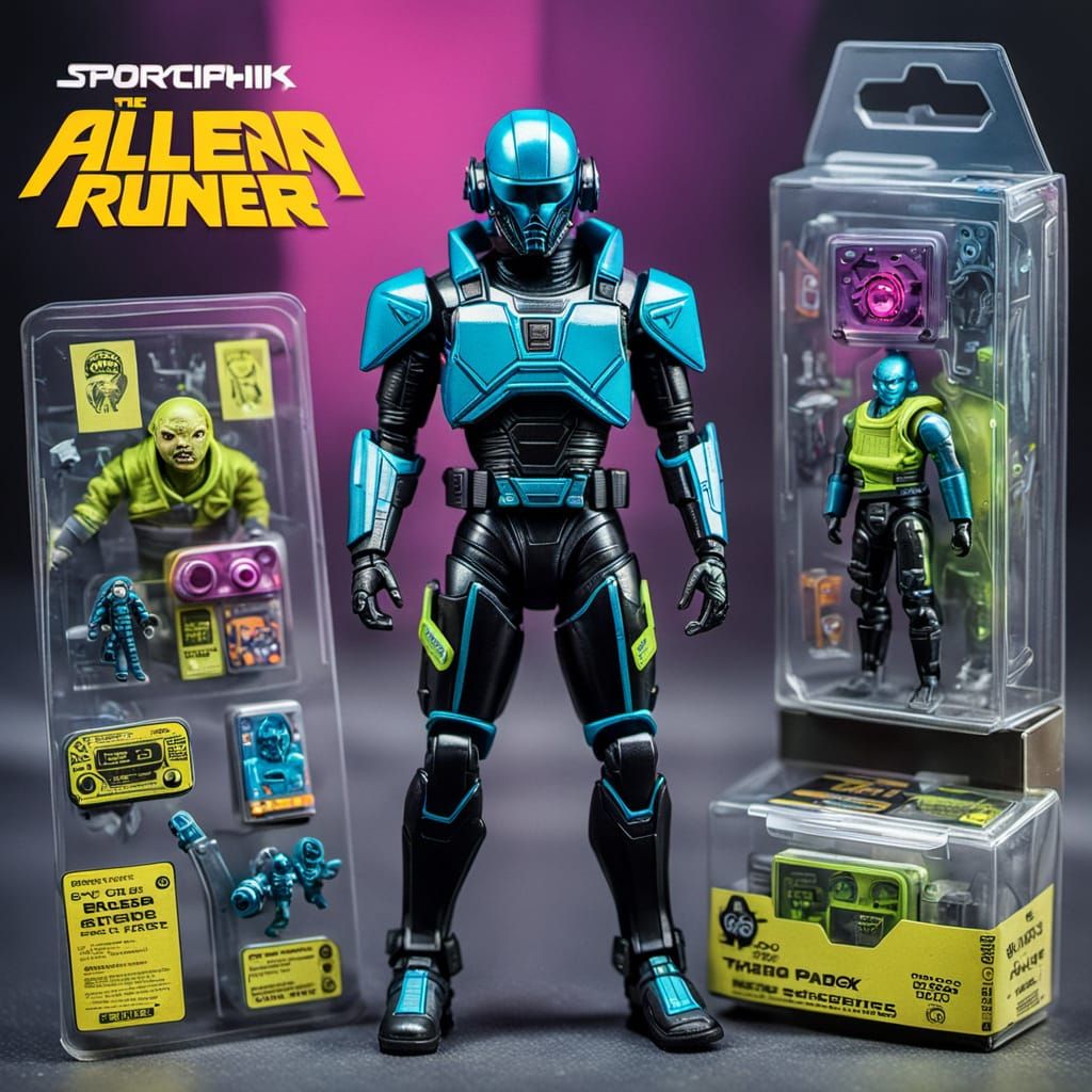 Neon Blade Runner-Inspired Action Figure in Cyberpunk 2099 S...