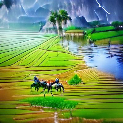 Vietnam rice fields anime