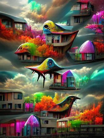 Psychedelic bird houses