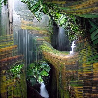 A secret waterfall in a rainforest