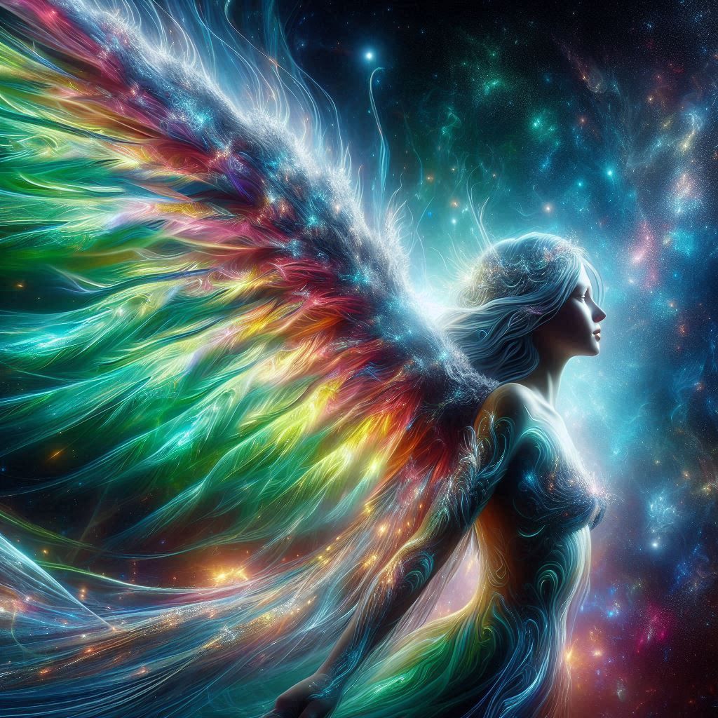 Angel with colorful wings