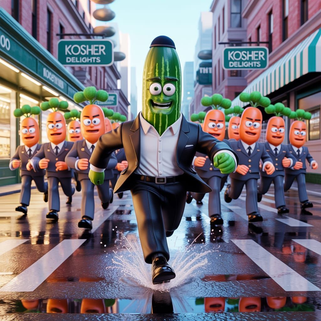 Cucumber's Great Escape: A Whimsical Digital Illustration