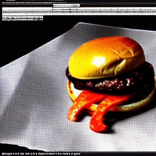 The Burger has eyes now. He blinks at us.